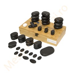 Set cu 45 de pietre vulcanice pentru masaj cu incalzitor.